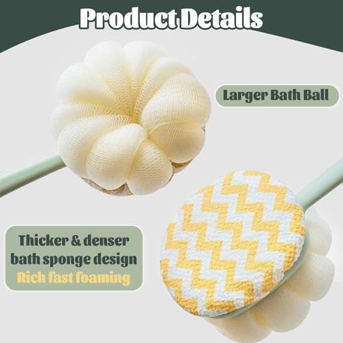 Brush - Bath brush - Shower brush - Scrub brush - Dry brush - Body brush - Long-handled brush - Sponge brush - Bath sponge - Scrubbing brush - Back scrub brush - Double-sided bath brush - Green - 1 piece - Image 3