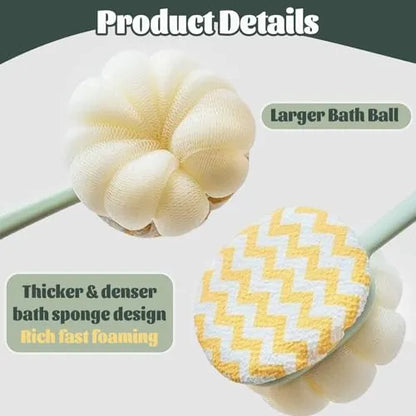 Long Handle Bath Brush with Soft Sponge Head for Back Scrubbing, Shower Cleansing and Easy-Reach Body Care, Green - Image 3