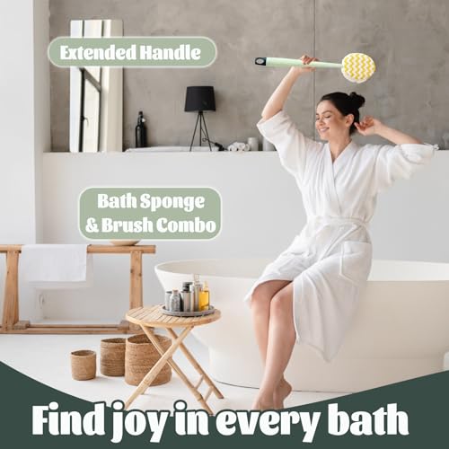 Brush - Bath brush - Shower brush - Scrub brush - Dry brush - Body brush - Long-handled brush - Sponge brush - Bath sponge - Scrubbing brush - Back scrub brush - Double-sided bath brush - Green - 1 piece - Image 4