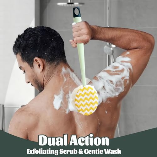Brush - Bath brush - Shower brush - Scrub brush - Dry brush - Body brush - Long-handled brush - Sponge brush - Bath sponge - Scrubbing brush - Back scrub brush - Double-sided bath brush - Green - 1 piece - Image 5