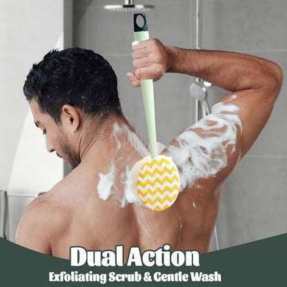 Brush - Bath brush - Shower brush - Scrub brush - Dry brush - Body brush - Long-handled brush - Sponge brush - Bath sponge - Scrubbing brush - Back scrub brush - Double-sided bath brush - Green - 1 piece - Image 5