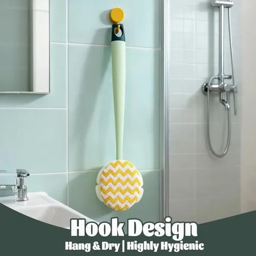 Long Handle Bath Brush with Soft Sponge Head for Back Scrubbing, Shower Cleansing and Easy-Reach Body Care, Green - Image 6