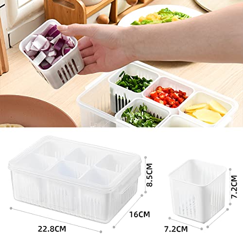 Storage box - Storage box with lid - Organizer - Food storage containers - Refrigerator organizer - Pallet - Divider pallet - Fruit bowl - Fruit basket - Ginger Organizer - 6 compartments - White - 1 piece - Image 2