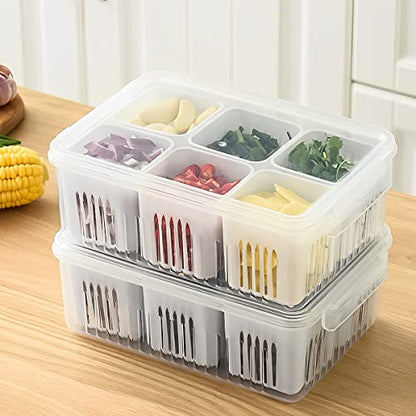 Storage box - Storage box with lid - Organizer - Food storage containers - Refrigerator organizer - Pallet - Divider pallet - Fruit bowl - Fruit basket - Ginger Organizer - 6 compartments - White - 1 piece - Image 4