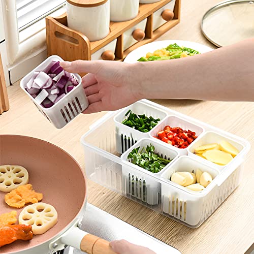 Storage box - Storage box with lid - Organizer - Food storage containers - Refrigerator organizer - Pallet - Divider pallet - Fruit bowl - Fruit basket - Ginger Organizer - 6 compartments - White - 1 piece - Image 6