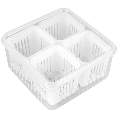 Storage box - Storage box with lid - Organizer - Food storage containers - Fridge organizer - Pallet - Divider pallet - Fruit bowl - Fruit basket - Ginger Organizer - 4 compartments - White - 1 piece