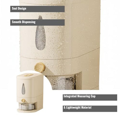Rice container - Organizer - Storage box - Rice bin - Rice storage - Grain storage - Storage cabinet - Rice organizer - Kitchen dispenser - With measuring cup - White - 1 piece - Image 2
