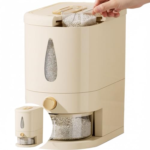 Rice container - Organizer - Storage box - Rice bin - Rice storage - Grain storage - Storage cabinet - Rice organizer - Kitchen dispenser - With measuring cup - White - 1 piece - Image 5