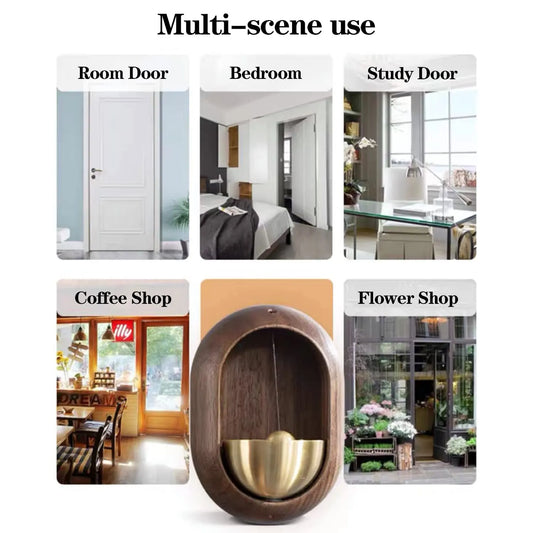1 Piece Vintage Wooden Door Bell with Copper Chime and Magnetic Mount for Entryways and Bedrooms, Light Wood Oval Design - Image 3