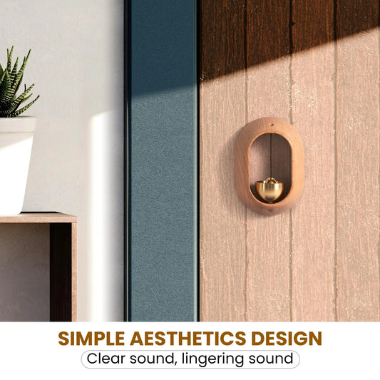 1 Piece Vintage Wooden Door Bell with Copper Chime and Magnetic Mount for Entryways and Bedrooms, Beech Tall Oval Design - Image 4