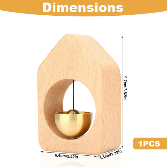 1 Piece Vintage Wooden Door Bell with Copper Chime and Magnetic Mount for Entryways and Bedrooms, Light Wood House Design - Image 2