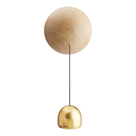 1 Piece Vintage Wooden Door Bell with Copper Chime and Magnetic Mount for Entryways and Bedrooms, Light Wood Hanging Bell
