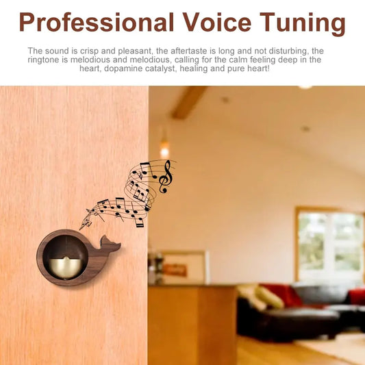 1 Piece Vintage Wooden Door Bell with Copper Chime and Magnetic Mount for Entryways and Bedrooms, Walnut Whale Design - Image 7