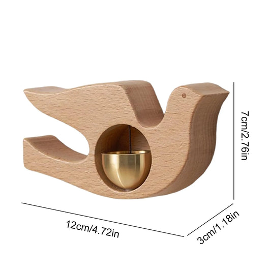 1 Piece Vintage Wooden Door Bell with Copper Chime and Magnetic Mount for Entryways and Bedrooms, Beech Whale Design - Image 2