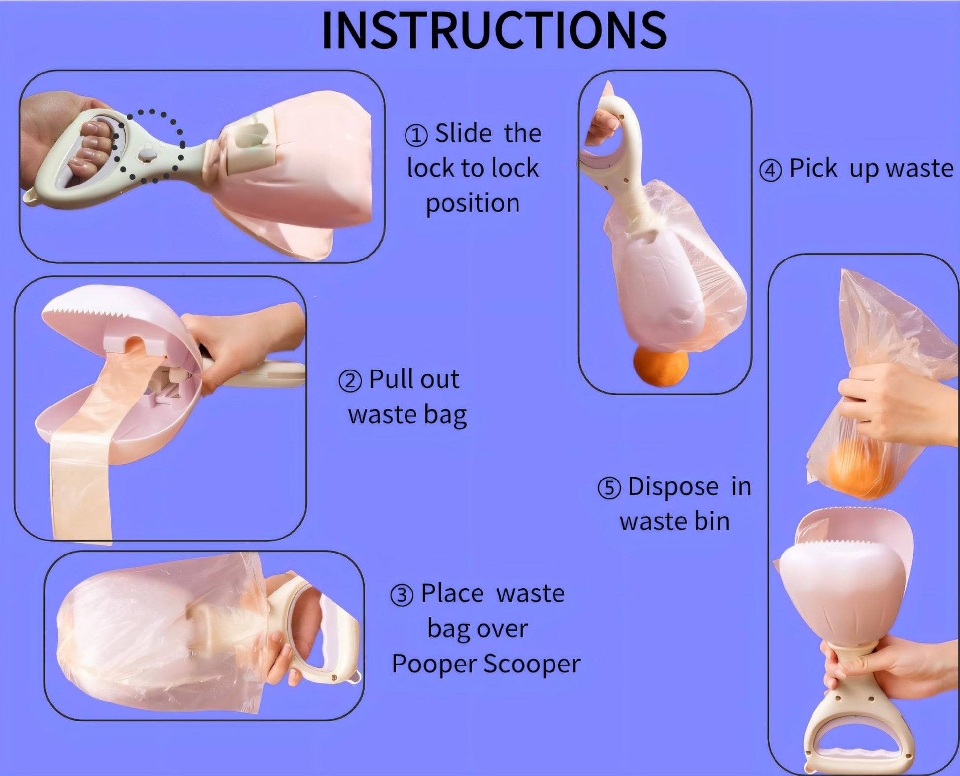 Dog Poop Bags - Poop Scoop - Small Dogs - Medium Dogs - Large Dogs - Dogs - Contactless - Hands-Free - Waste Disposal - Portable - Bring Your Own Bags - Pets - 2-in-1 with 2 Rolls of Bags and Dispenser - Pack of 2 - Image 4