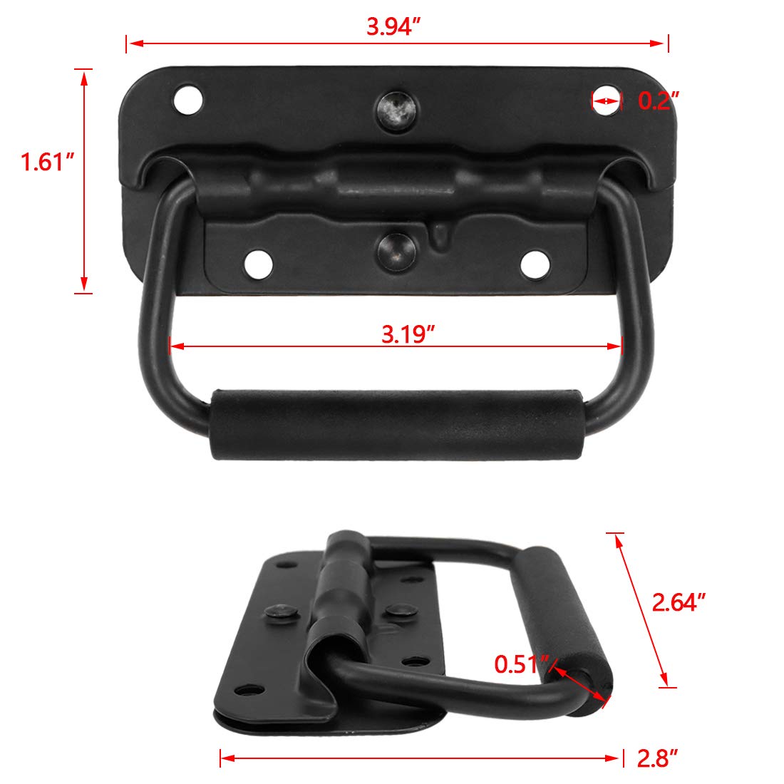 Handle - Tool Box Handle - Cabinet Handle - Tool Handle - Tool Set Handle - Tool Case Handle - Tool Bag Handle - With Grip - Black - Pack of 2 - Image 2