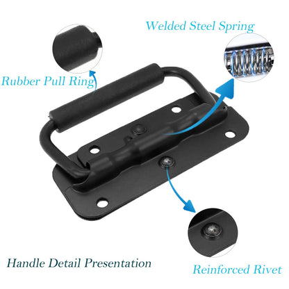 Handle - Tool Box Handle - Cabinet Handle - Tool Handle - Tool Set Handle - Tool Case Handle - Tool Bag Handle - With Grip - Black - Pack of 2 - Image 6