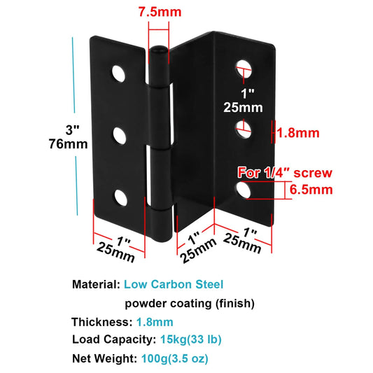Hinges - Triple hinges - Cabinets - Kitchen cabinet - Wardrobe - Wooden cabinet - Door stopper - Cabinet - Trash can - Wardrobe - Suitcase hand luggage - Suitcase - Iron - Black - 6 pieces - Image 3