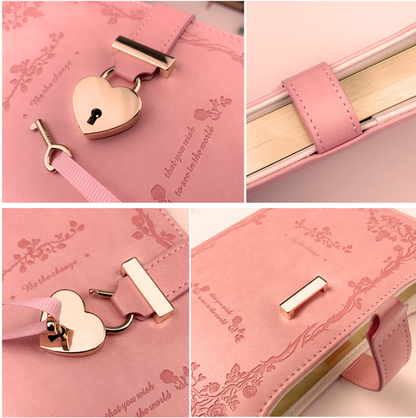 Diary - Journal - diary with lock - password book - Notebook - notebook b6 - diary for adults - books - Retro - Creative - Christmas gifts - Christmas gifts for adults - gift for women - gift for men - pink - Image 4