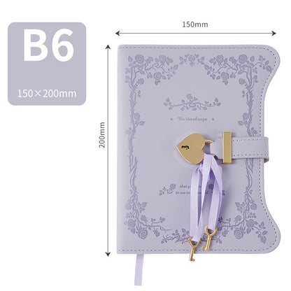 Diary - Journal - diary with lock - password book - Notebook - notebook b6 - diary for adults - books - Retro - Creative - Christmas gifts - Christmas gifts for adults - gift for women - gift for men - Purple