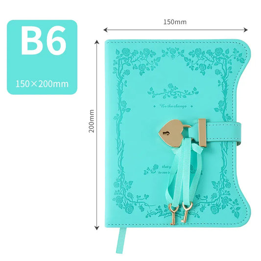 B6 Lockable Diary with Key, Retro PU Leather Journal and Lined Notebook for Writing, Travel and Gift Giving, Blue