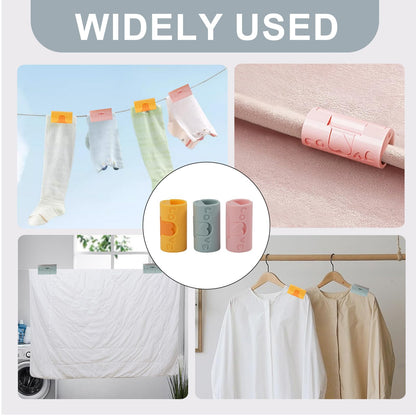 Clothes Pegs - Hanger Clips - Clips - Windproof Pegs - Clothesline Pegs - Trouser Hanger Clips - Clothespins - Velvet Hanger Clips - Laundry Clips - Non-Slip Clothes Clips - Needleless - Pink - Blue - Yellow - 30 pieces - Image 4