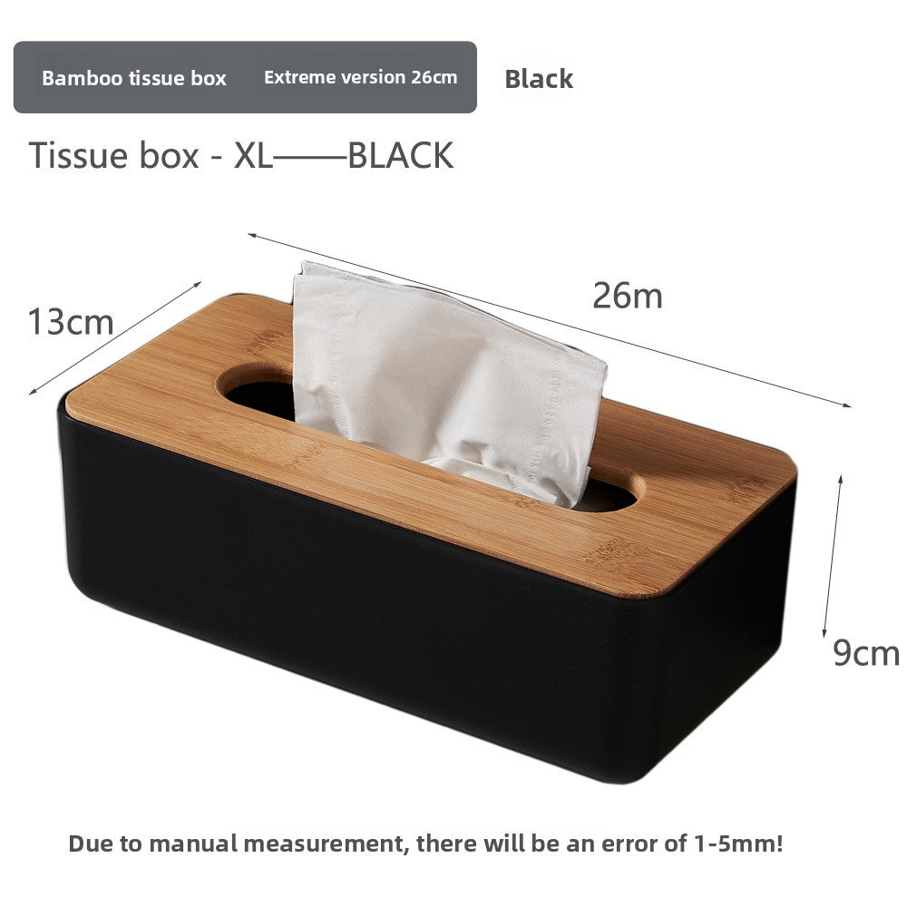 Tissue Box - Tissue Box - Tissue Holder - Tissue Box - Bamboo Lid - Black - Tissue Holder - Bathroom Accessories - Toilet Organizer - Living Room Decoration - Rectangular - 1 piece - Image 2