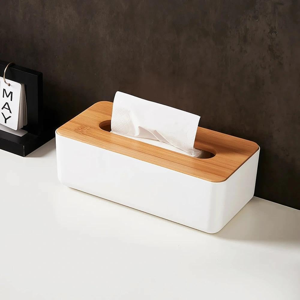 Tissue Box - Tissue Box - Tissue Holder - Tissue Box - Bamboo Lid - Black - Tissue Holder - Bathroom Accessories - Toilet Organizer - Living Room Decoration - Rectangular - 1 piece - Image 4