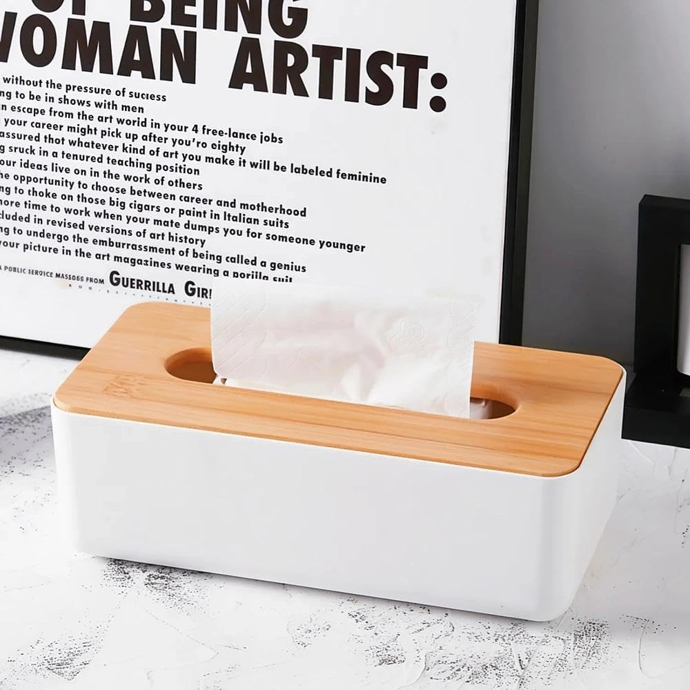 Tissue Box - Tissue Box - Tissue Holder - Tissue Box - Bamboo Lid - Black - Tissue Holder - Bathroom Accessories - Toilet Organizer - Living Room Decoration - Rectangular - 1 piece - Image 5