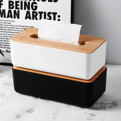 Tissue Box - Tissue Box - Tissue Holder - Tissue Box - Bamboo Lid - Black - Tissue Holder - Bathroom Accessories - Toilet Organizer - Living Room Decoration - Rectangular - 1 piece - Image 6