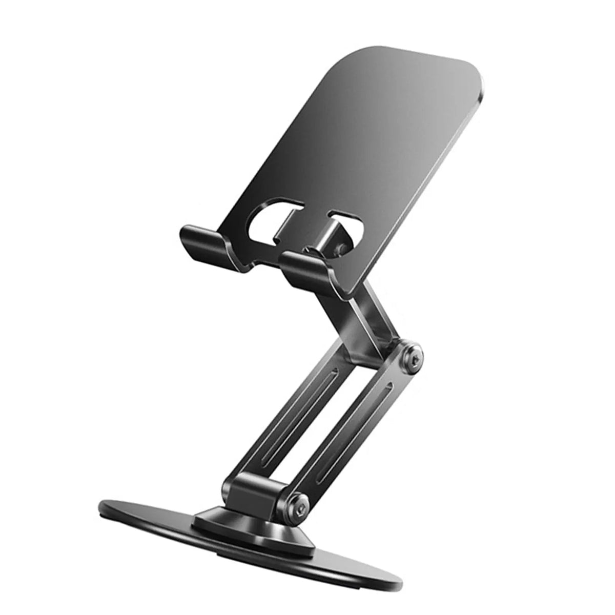 1 Piece Height-Adjustable Phone and Tablet Stand for Desk, Video Calls and Reading, Foldable Metal Holder with Stable Viewing Angle, Black - Image 5