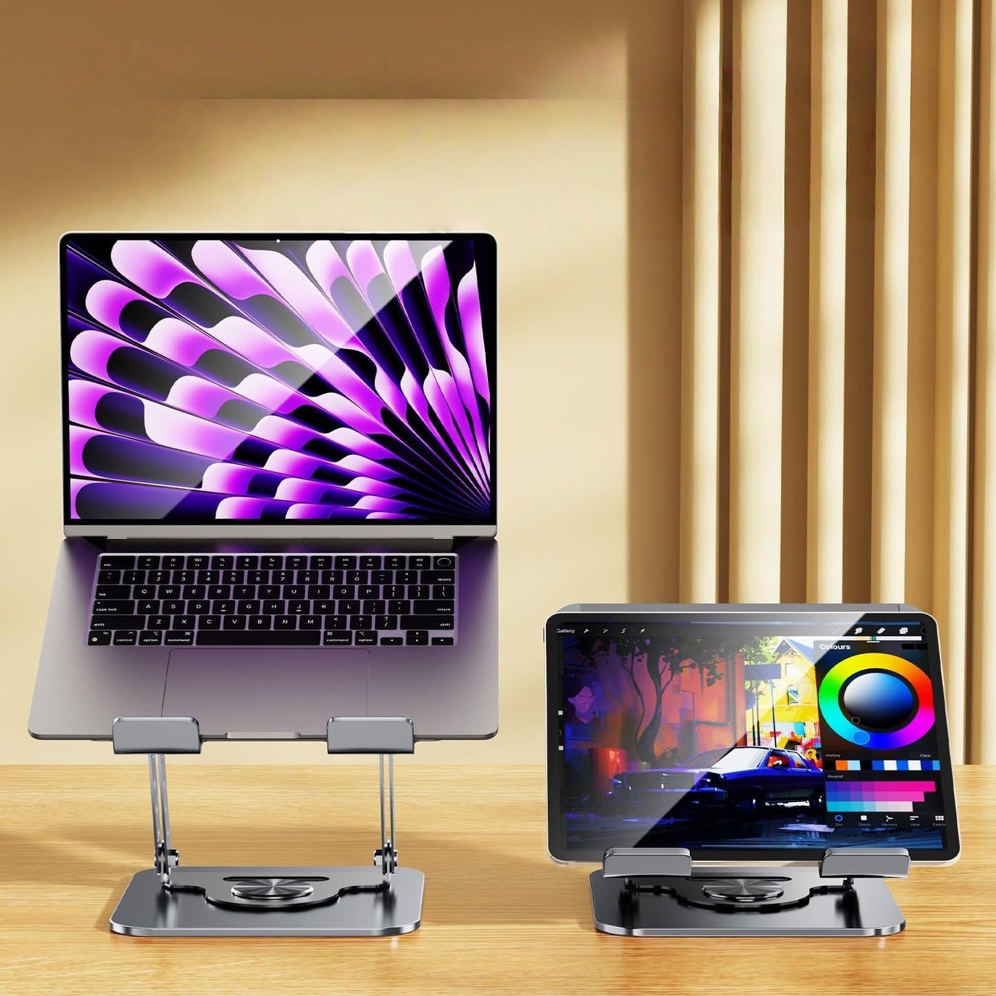 Laptop Stand - Laptop Riser - Desk Accessories - Notebook Stand - Laptop Holder - Office Supplies - Ergonomic Stand - Folding Stand - Laptop Support - Ventilation Stand - Black - 1 piece - Image 7