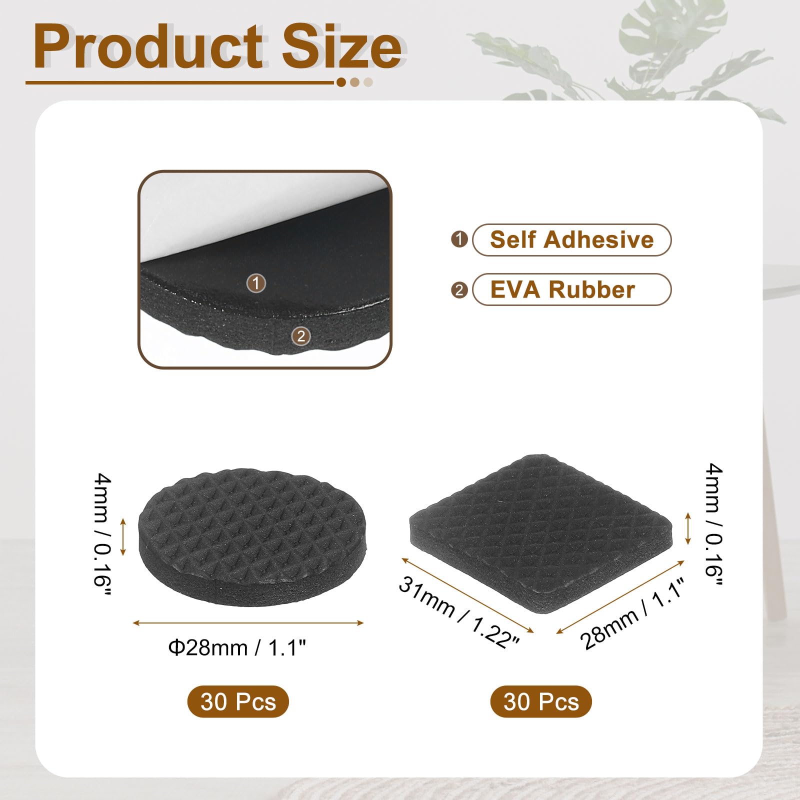 Floor protectors - Felt pads - Anti-slip - Chair caps - Chair leg protectors - Furniture felt - Rubber feet - Furniture glides - Felt pads for chairs - Self-adhesive felt pads - Black - 72 pieces - Image 2