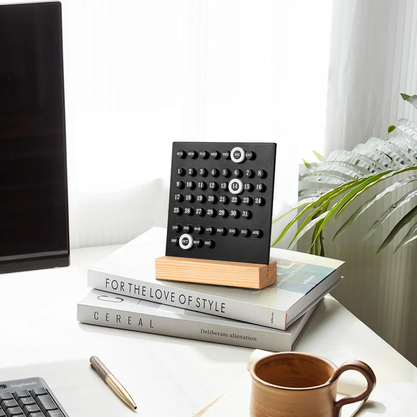 Perpetual Calendar - Desk Calendar - Desk Accessories - Home Decor - Wooden Calendar - Table Calendar - Office Supplies - Home Decor - Gadgets - Date Indicator - White - 1 Piece - Image 2