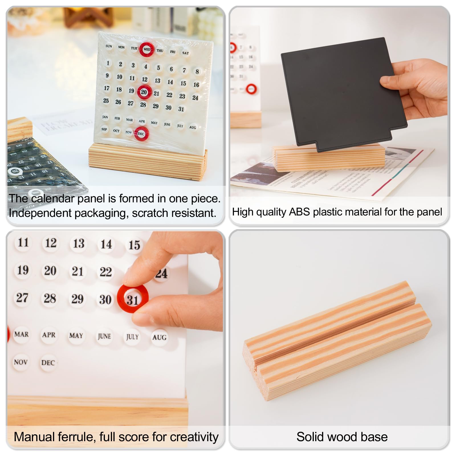 Perpetual Calendar - Desk Calendar - Desk Accessories - Home Decor - Wooden Calendar - Table Calendar - Office Supplies - Home Decor - Gadgets - Date Indicator - Black - 1 Piece - Image 6