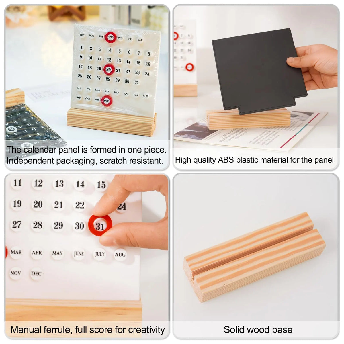 1 Piece Wooden Perpetual Desk Calendar with Retro Date Display for Home Offices, Study Desks and Everyday Decorative Organisation, Black - Image 6