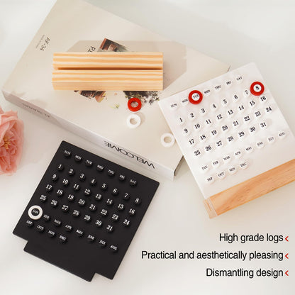 Perpetual Calendar - Desk Calendar - Desk Accessories - Home Decor - Wooden Calendar - Table Calendar - Office Supplies - Home Decor - Gadgets - Date Indicator - Black - 1 Piece - Image 7