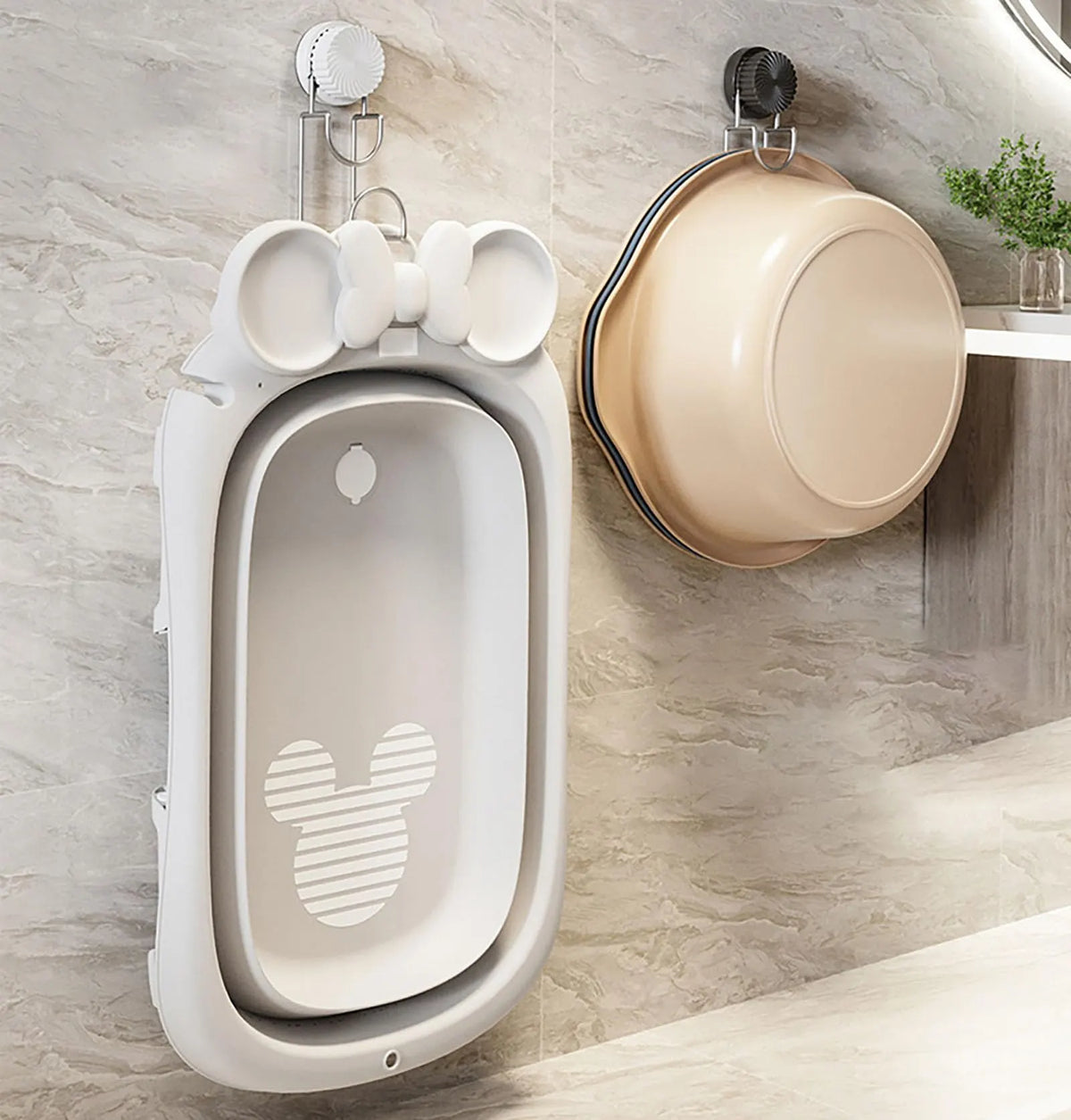 1 Piece Suction Cup Bathroom Hook with Holder for Towels, Sponges and Small Accessories, No-Drill Wall Storage for Kitchens, White - Image 5