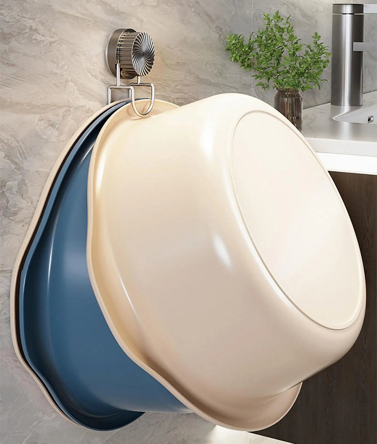 1 Piece Suction Cup Bathroom Hook with Holder for Towels, Sponges and Small Accessories, No-Drill Wall Storage for Kitchens, White - Image 6