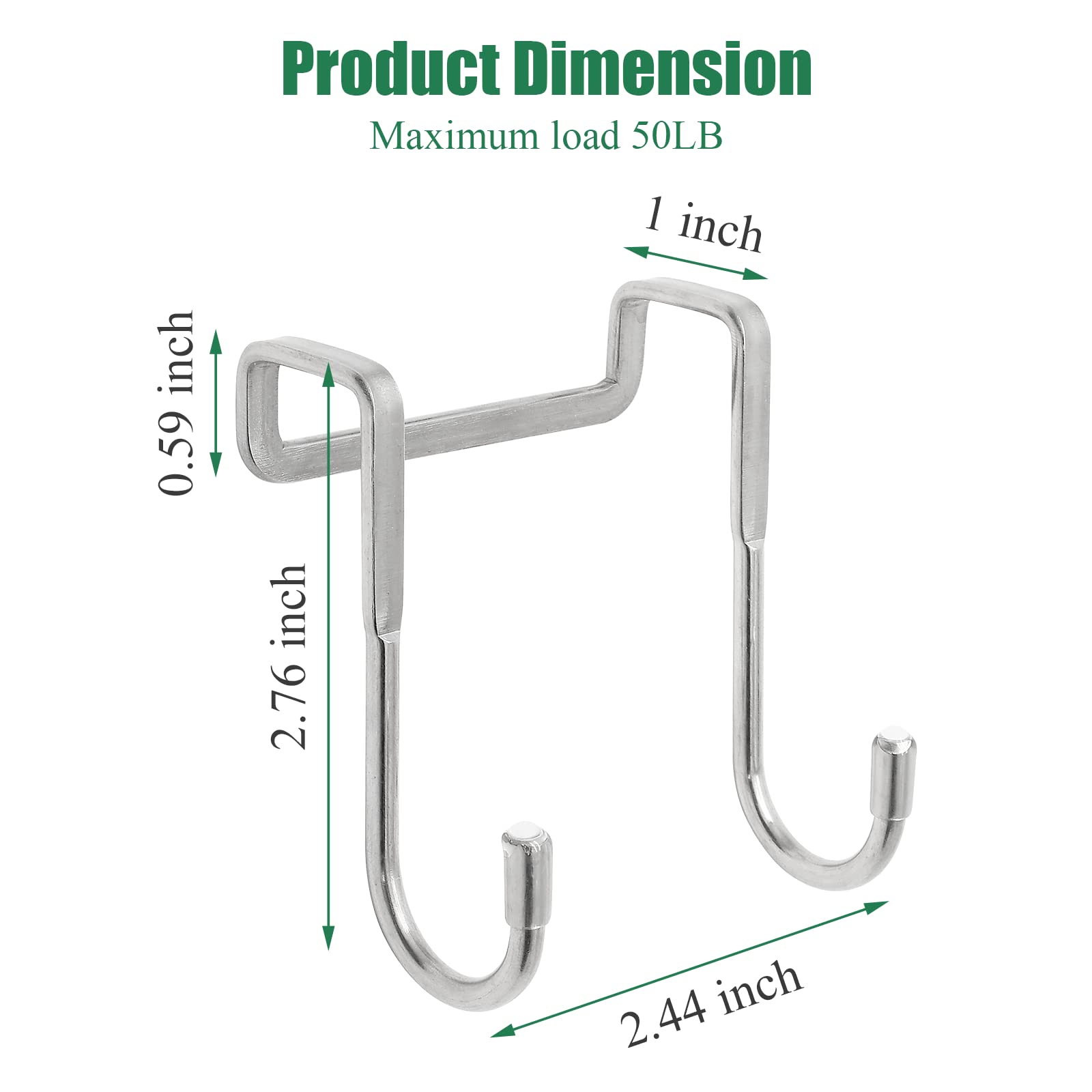Door Hook - Coat Rack - Door Hanger - Towel Hook - Bathroom Accessories - Kitchen Accessories - Clothes Hook - Hanging Hooks - Door Coat Rack - Stainless Steel Hooks - No Drilling - Stainless Steel - 6 Pieces - Image 2