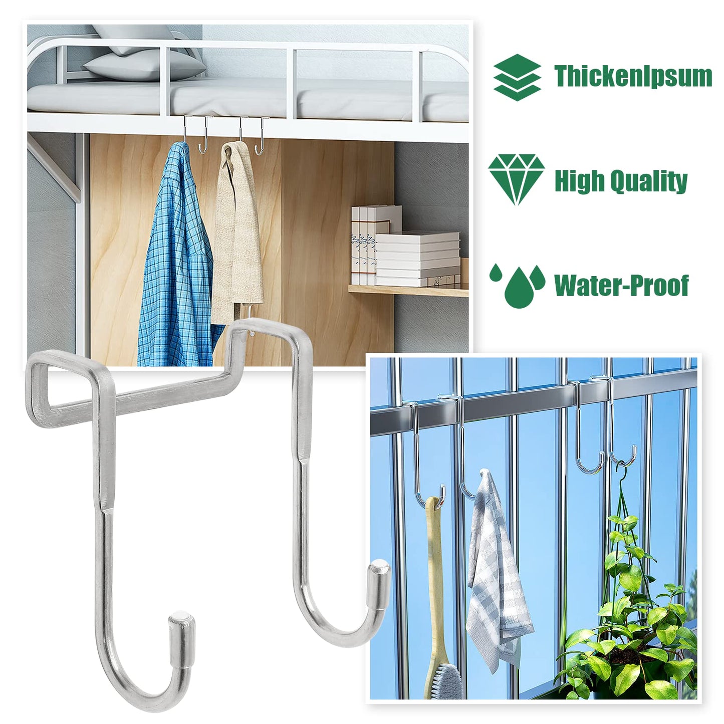 Door Hook - Coat Rack - Door Hanger - Towel Hook - Bathroom Accessories - Kitchen Accessories - Clothes Hook - Hanging Hooks - Door Coat Rack - Stainless Steel Hooks - No Drilling - Stainless Steel - 6 Pieces - Image 4