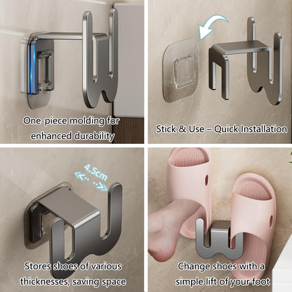 Shoe Rack - Slippers Holder - Bathroom Accessories - Shoe Storage - Wall Hook - Self-Adhesive - Shoe Hanging System - Bathroom Organizer - Hallway Accessories - No Drilling - Black - 2 pieces - Image 5