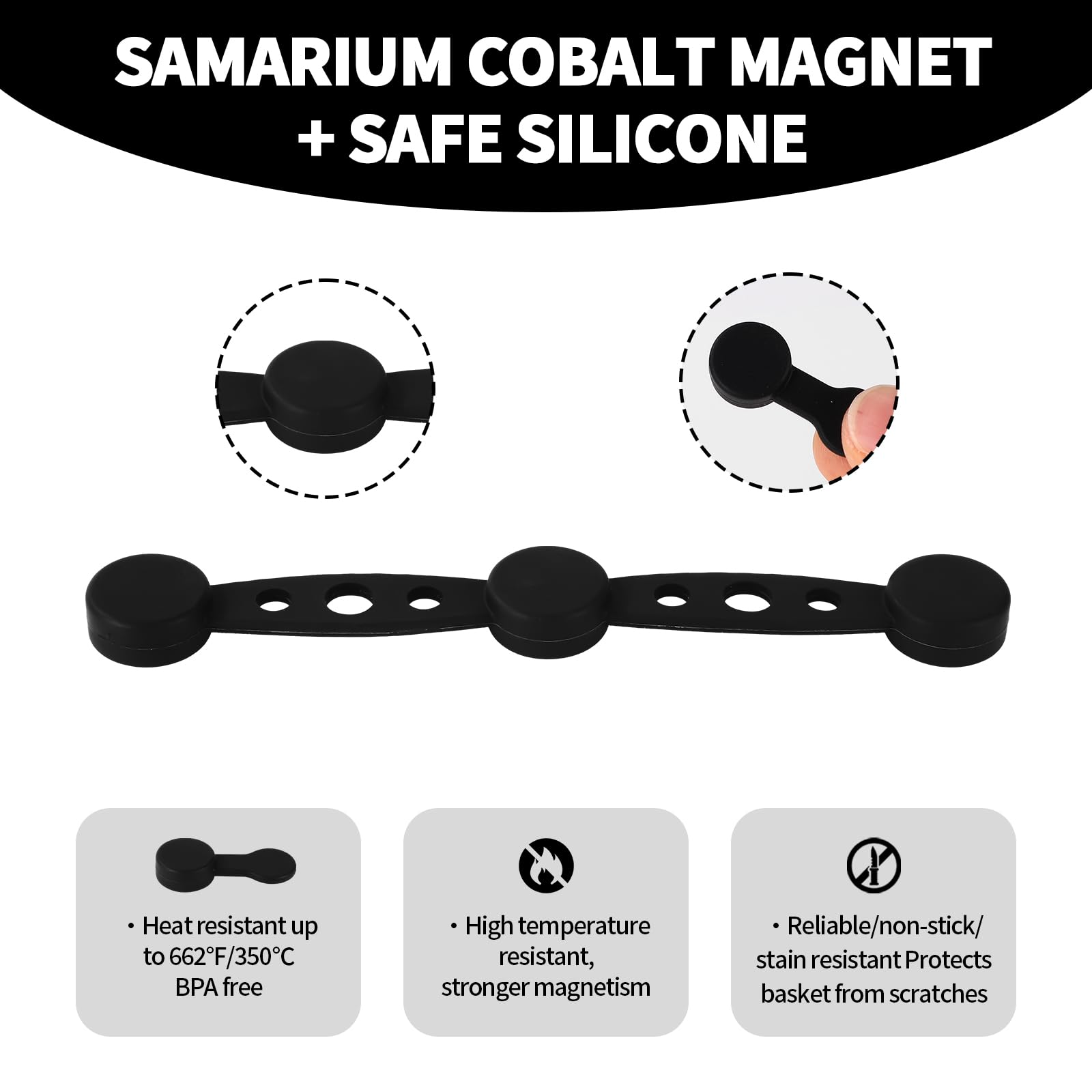 Airfryer Accessories - Magnetic Clips - Baking Paper Holder - Airfryer Weights - Hot Air Fryer Accessories - Silicone Fastener - Heat Resistant - Inserts Stopper - Round - Black - 4 pieces - Image 4