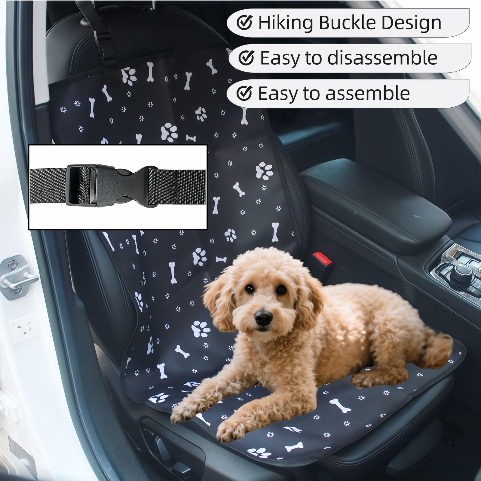 Dog Blanket Car - Car Seat Cover Dog - Seat Protector Car - Front Seat Cover - Waterproof - Dog Rug - Car Accessories Pet - Anti Hair - Black - 1 Piece - Image 7