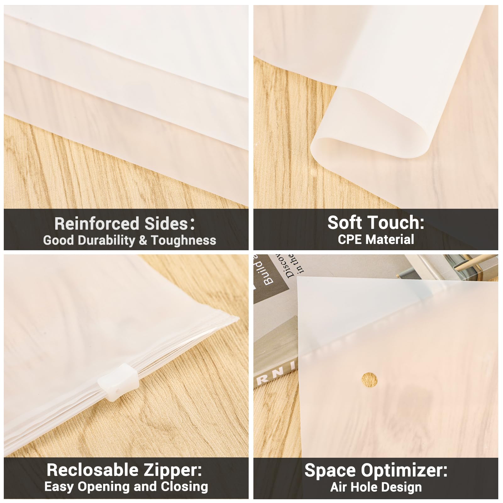 Clothing Storage Bags - Travel Organizer - Suitcase Organizer - Resealable Bags - Packing Bags - Garment Bags - Waterproof - Dust-Free - Holiday Items - Travel Bag Accessories - 5 Sizes - Translucent - 100 Pieces - Image 3