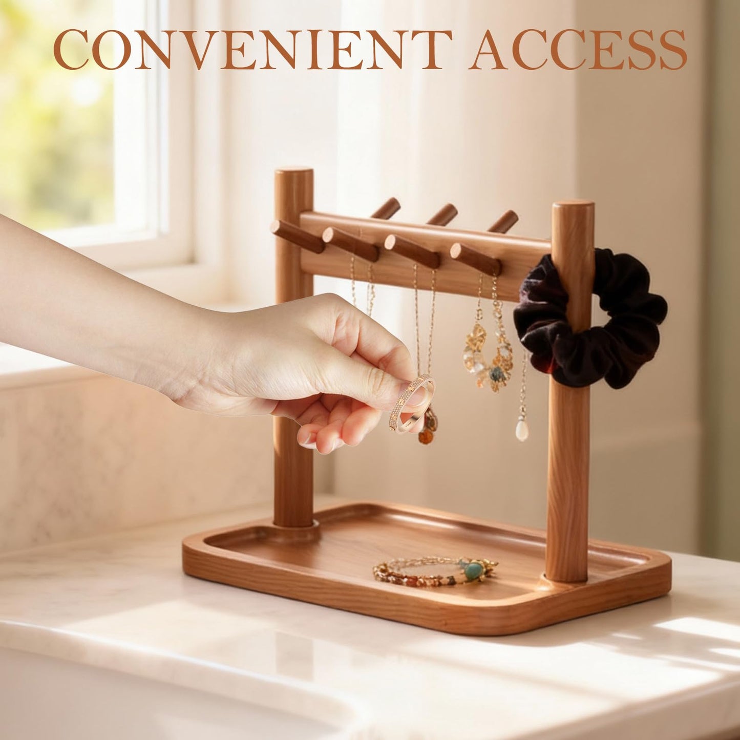 Key holder - Wooden organizer - Key rack - Jewelry holder - Desk organizer - Key tray - Storage tray - Necklace holder - Hall organizer - Home accessories - Jewelry rack - Storage - Display - 1 piece - Image 3