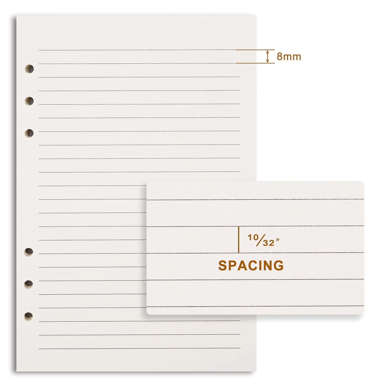Refill A5 lined - Ring binder paper - Agenda refill - Notebook paper - Loose-leaf paper - School supplies - Office supplies - Writing pad - Notepad - 6 rings - Notepad - Agenda paper - 80 sheets - Image 5