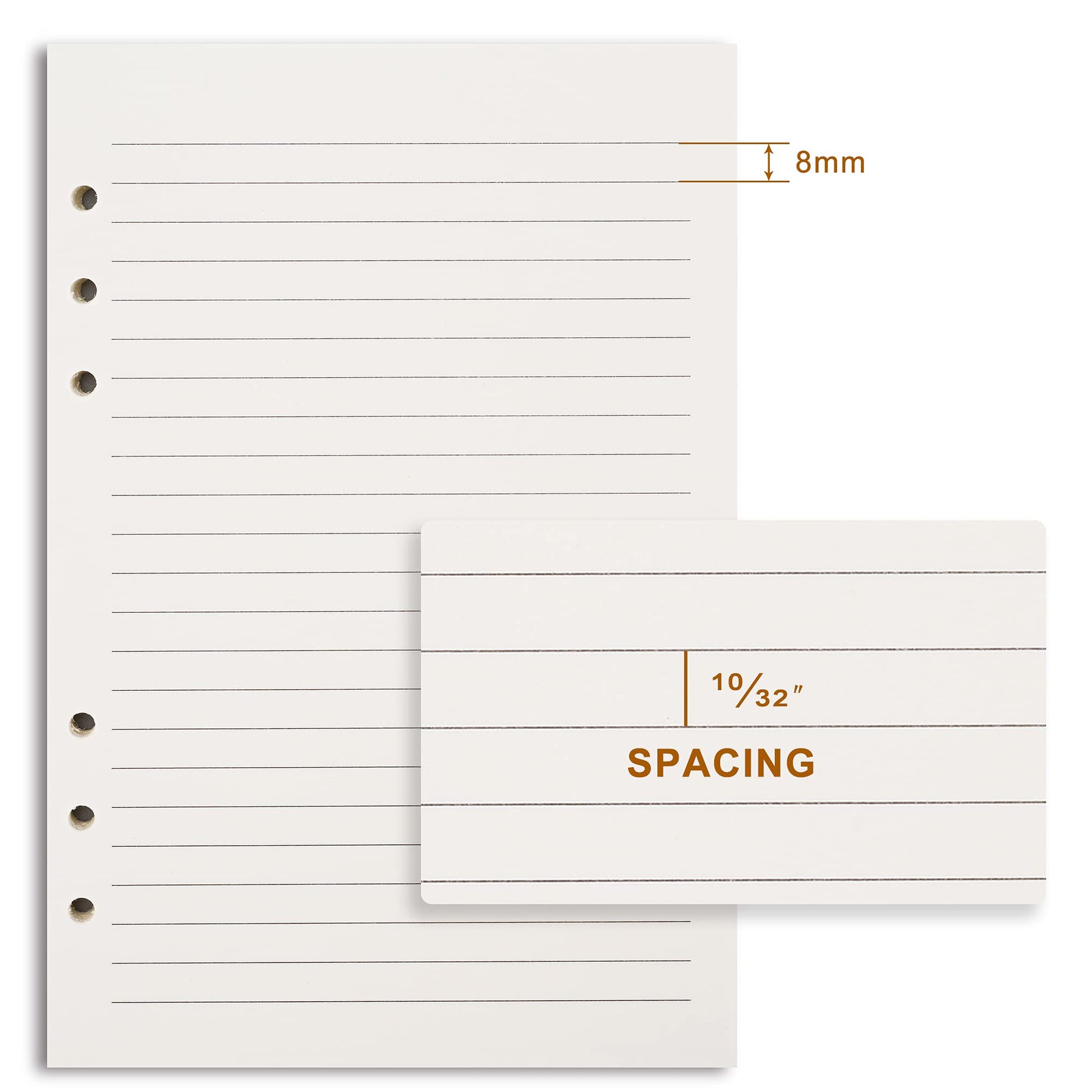 Refill A5 lined - Ring binder paper - Agenda refill - Notebook paper - Loose-leaf paper - School supplies - Office supplies - Writing pad - Notepad - 6 rings - Notepad - Agenda paper - 80 sheets - Image 5