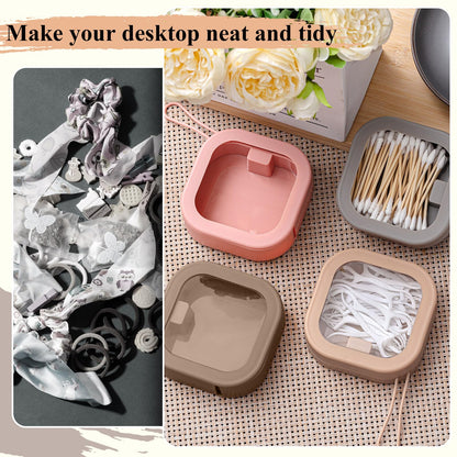 Jewelry box - Storage box - Cotton swab holder - Travel organizer - Makeup organizer - Hair accessories - Jewelry organizer - Bathroom accessories - Cable organizer - Storage tray - White - Pink - 2 pieces - Image 3