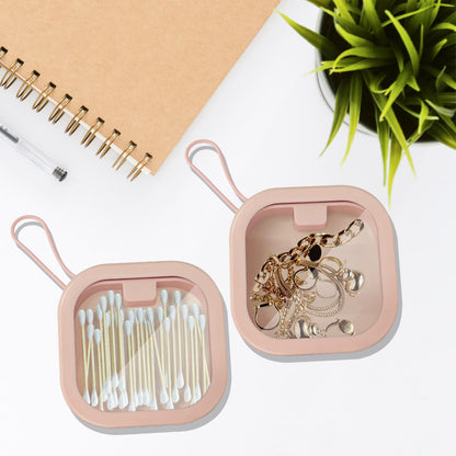 Jewelry box - Storage box - Cotton swab holder - Travel organizer - Makeup organizer - Hair accessories - Jewelry organizer - Bathroom accessories - Cable organizer - Storage tray - White - Pink - 2 pieces - Image 8